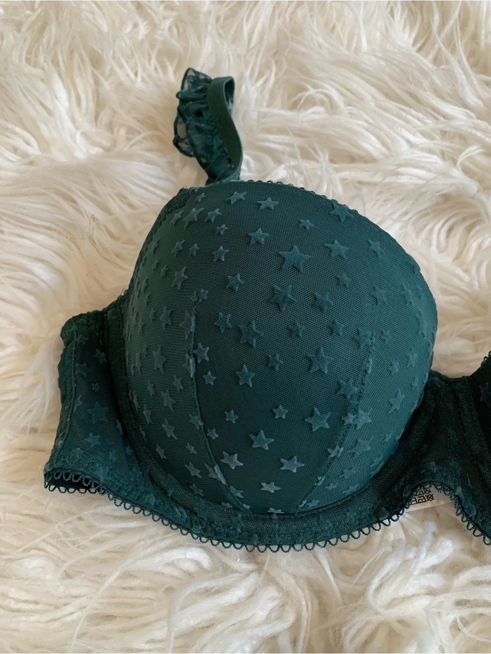 Victoria's Secret PINK Balconette Push Up Bra Star Print Green Size 36D NWT - Picture 2 of 11